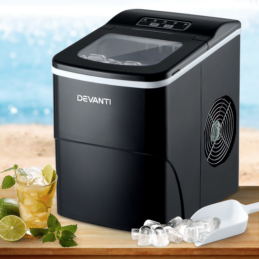 DEVANTi Portable Ice Cube Maker Machine 2L Home Bar Benchtop Easy Quick Black DEVANTi Portable Ice Cube Maker Machine 2L Home Bar Benchtop Easy Quick Black