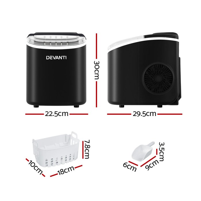 devanti portable ice maker machine ice cube tray 12kg bar countertop black devanti portable ice maker machine ice cube tray 12kg bar countertop black