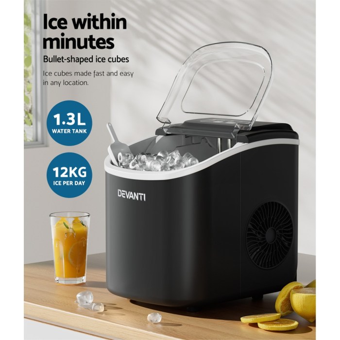 devanti portable ice maker machine ice cube tray 12kg bar countertop black devanti portable ice maker machine ice cube tray 12kg bar countertop black