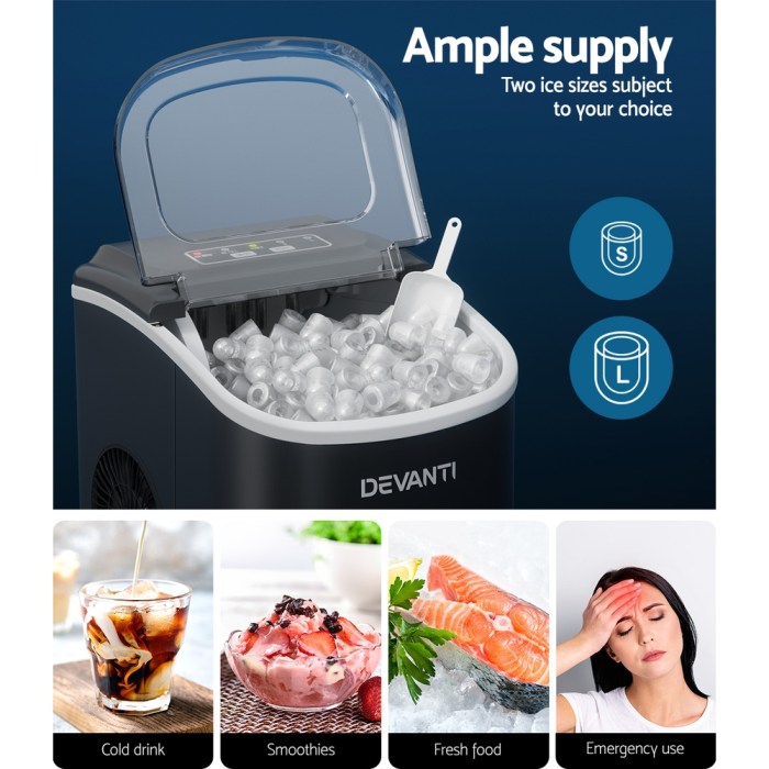 devanti portable ice maker machine ice cube tray 12kg bar countertop black devanti portable ice maker machine ice cube tray 12kg bar countertop black