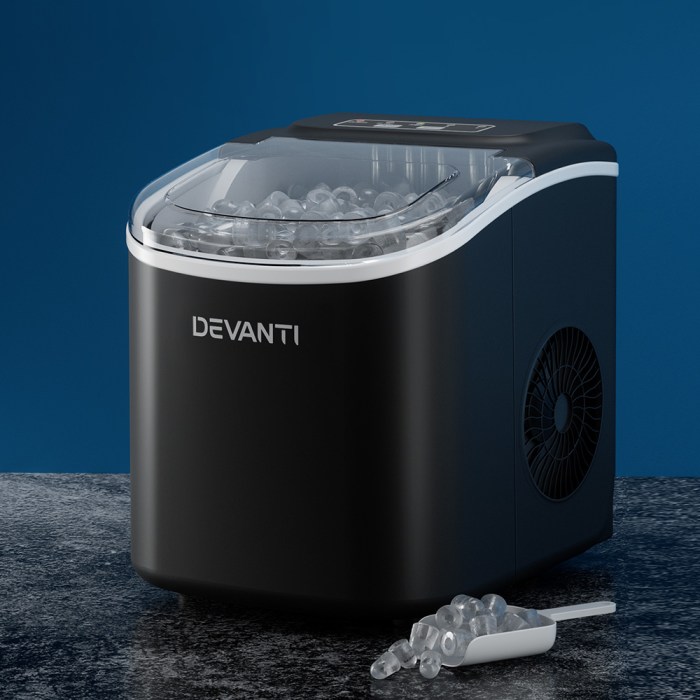 Devanti Portable Ice Maker Machine Ice Cube Tray 12kg Bar Countertop Black Devanti Portable Ice Maker Machine Ice Cube Tray 12kg Bar Countertop Black