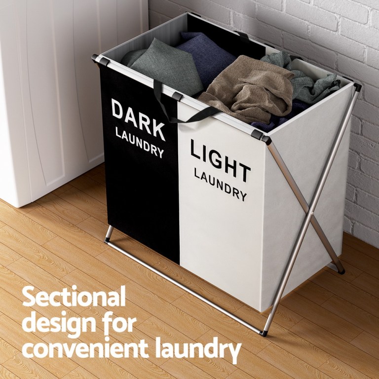 artiss laundry basket hamper large foldable washing clothes storage 2 sections artiss laundry basket hamper large foldable washing clothes storage 2 sections