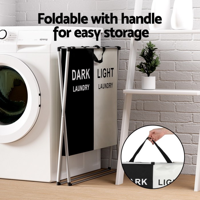 artiss laundry basket hamper large foldable washing clothes storage 2 sections