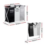 artiss laundry basket hamper large foldable washing clothes storage 3 sections