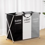 artiss laundry basket hamper large foldable washing clothes storage 3 sections