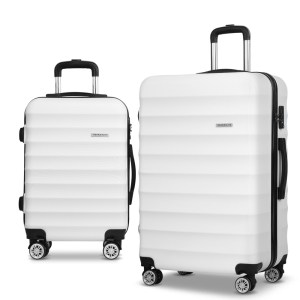 wanderlite 2set 20 28 inch luggage with tsa lock spinner travel suitcase carry on hard shell luggage case white