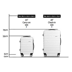wanderlite 2set 20 28 inch luggage with tsa lock spinner travel suitcase carry on hard shell luggage case white