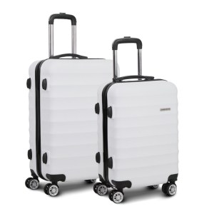wanderlite 2set 20 28 inch luggage with tsa lock spinner travel suitcase carry on hard shell luggage case white