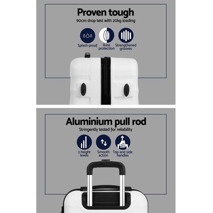 wanderlite 3set 20 24 28 inch luggage with tsa lock spinner case white wanderlite 3set 20 24 28 inch luggage with tsa lock spinner case white