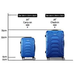 wanderlite 2set 20 28 inch luggage with tsa lock spinner carry on hard shell travel suitcase luggage case blue