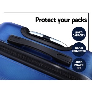 wanderlite 2set 20 28 inch luggage with tsa lock spinner carry on hard shell travel suitcase luggage case blue