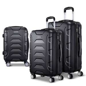 wanderlite 3set 20 24 28 inch luggage with tsa lock spinner case black