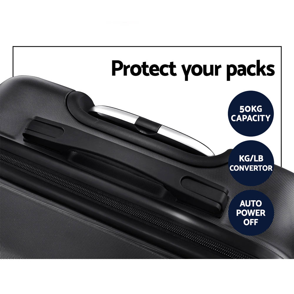 wanderlite 3set 20 24 28 inch luggage with tsa lock spinner case black