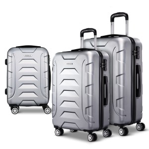 wanderlite 3set 20 24 28 inch luggage with tsa lock spinner case silver