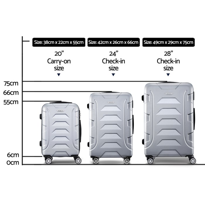 wanderlite 3set 20 24 28 inch luggage with tsa lock spinner case silver wanderlite 3set 20 24 28 inch luggage with tsa lock spinner case silver