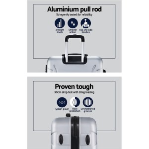 wanderlite 3set 20 24 28 inch luggage with tsa lock spinner case silver