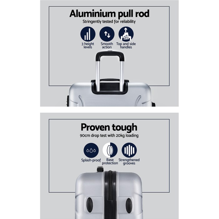 wanderlite 3set 20 24 28 inch luggage with tsa lock spinner case silver wanderlite 3set 20 24 28 inch luggage with tsa lock spinner case silver