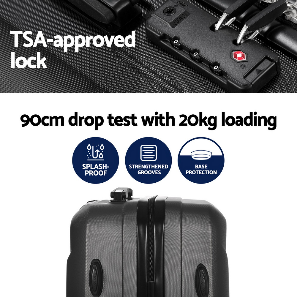 wanderlite 2set 20 inch luggage case with 12 inch handheld luggage box hard shell travel suitcase tsa lock black