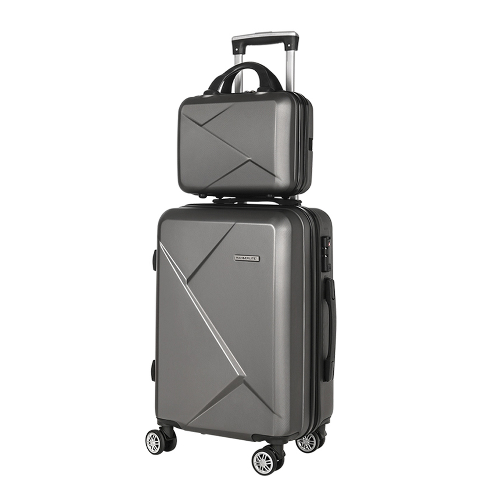 wanderlite 2set 20 inch luggage case with 12 inch handheld luggage box hard shell travel suitcase tsa lock dark grey wanderlite 2set 20 inch luggage case with 12 inch handheld luggage box hard shell travel suitcase tsa lock dark grey
