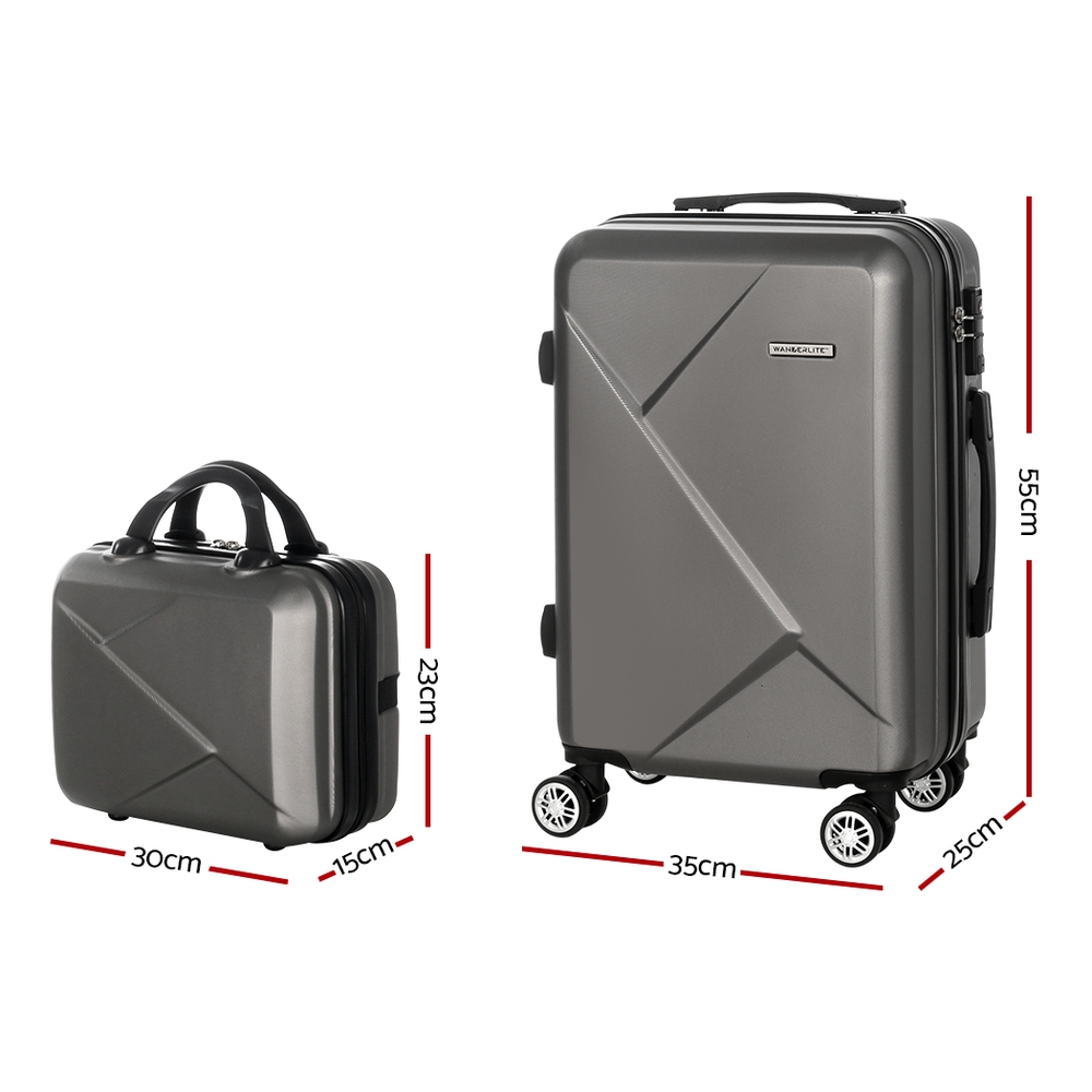 wanderlite 2set 20 inch luggage case with 12 inch handheld luggage box hard shell travel suitcase tsa lock dark grey wanderlite 2set 20 inch luggage case with 12 inch handheld luggage box hard shell travel suitcase tsa lock dark grey