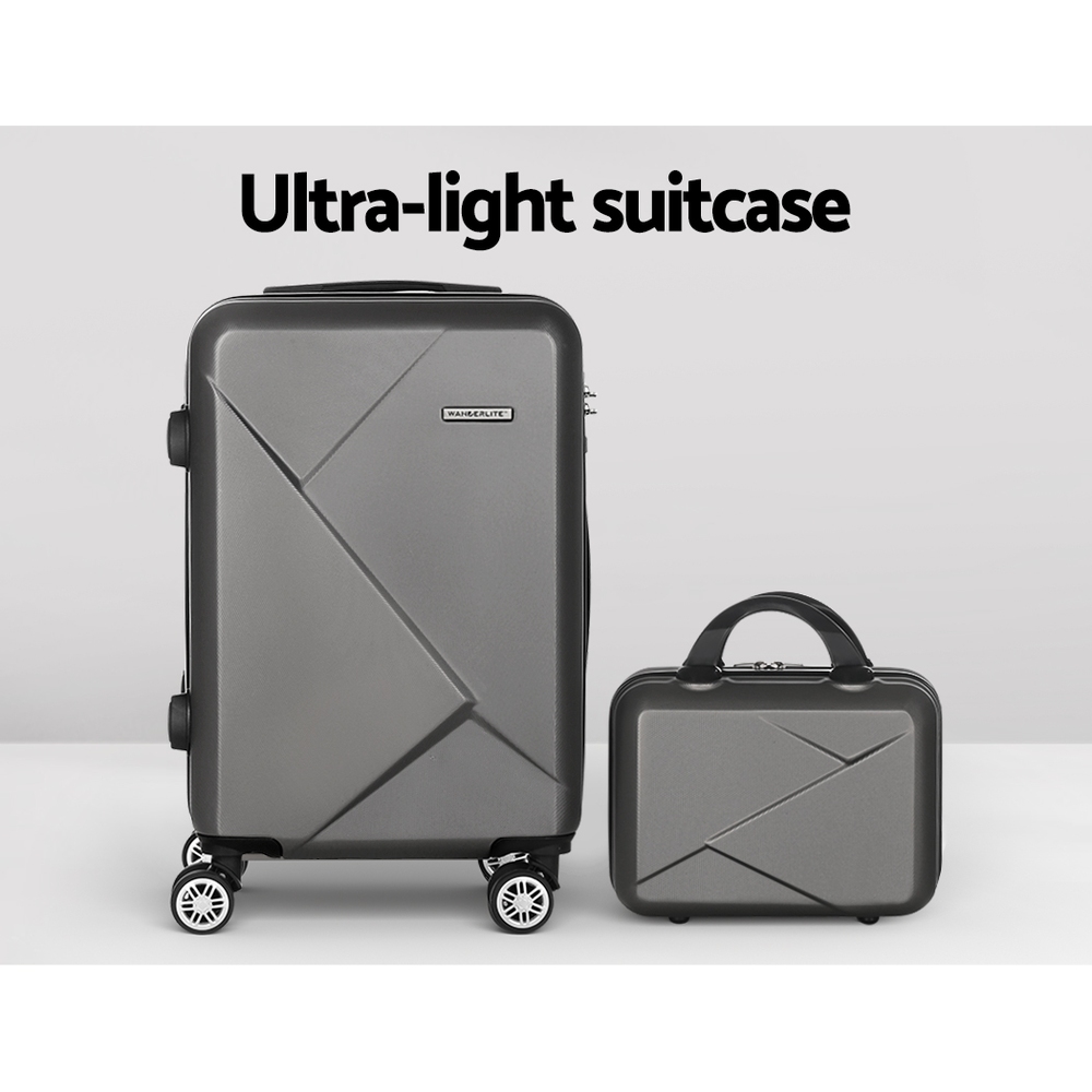wanderlite 2set 20 inch luggage case with 12 inch handheld luggage box hard shell travel suitcase tsa lock dark grey wanderlite 2set 20 inch luggage case with 12 inch handheld luggage box hard shell travel suitcase tsa lock dark grey