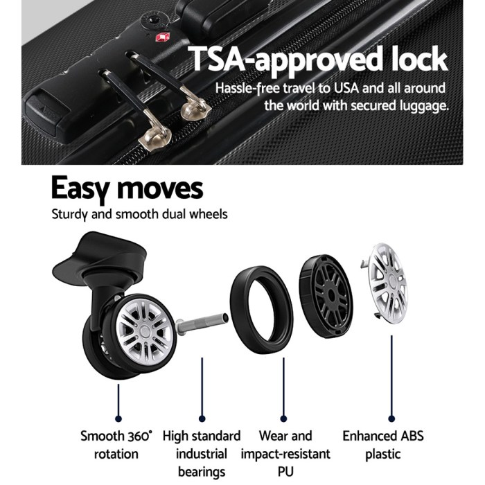 wanderlite 24 inch luggage with tsa lock spinner travel suitcase carry on hard shell luggage case black