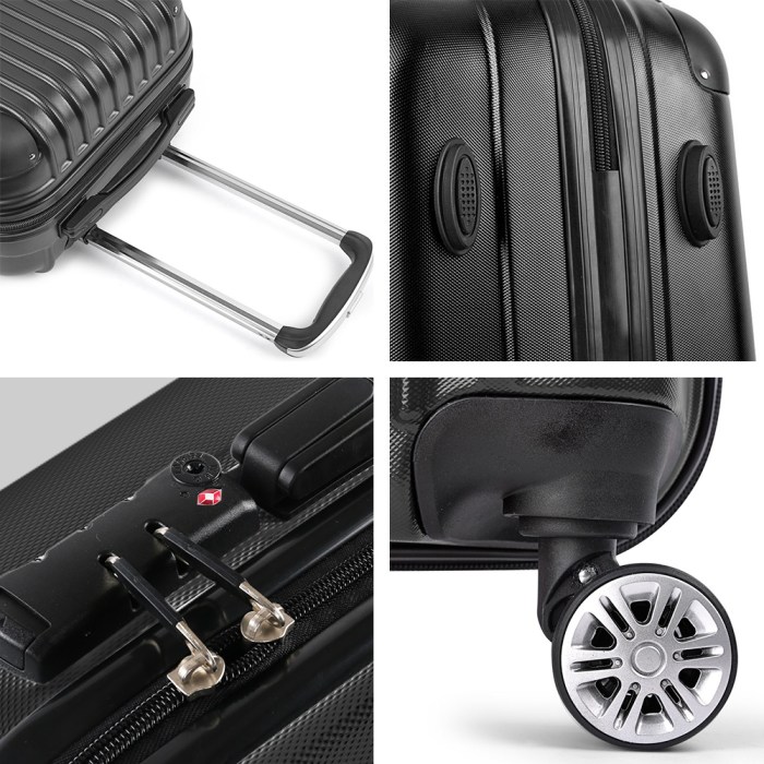 wanderlite 24 inch luggage with tsa lock spinner travel suitcase carry on hard shell luggage case black
