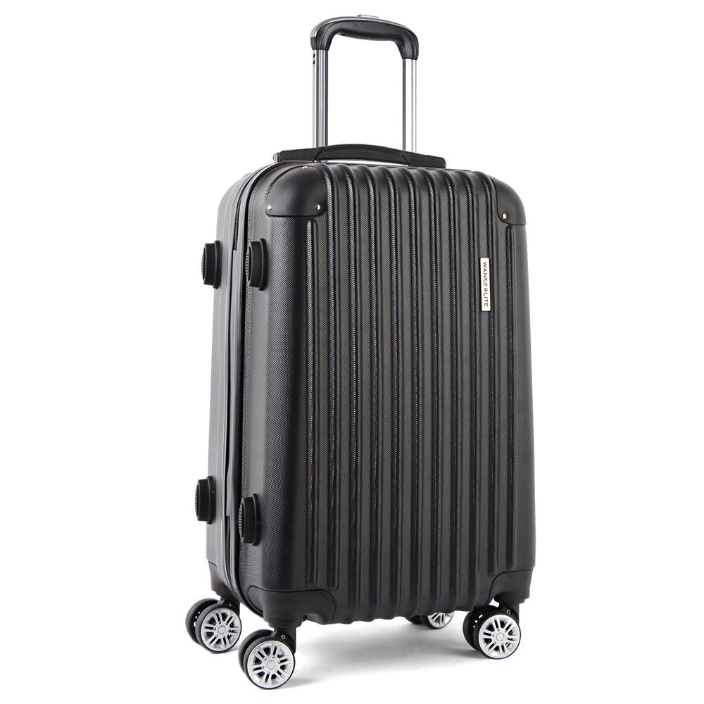 wanderlite 28 inch luggage with tsa lock spinner carry on hard shell travel suitcase luggage case black