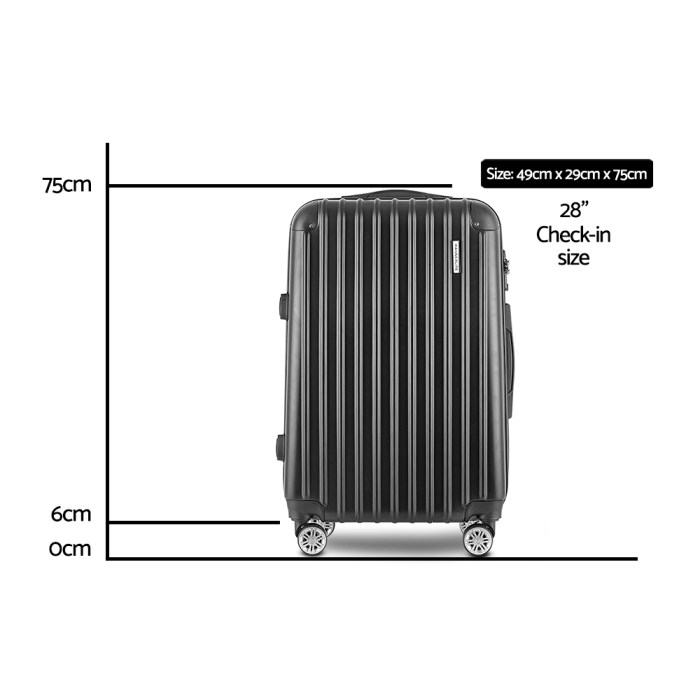 wanderlite 28 inch luggage with tsa lock spinner carry on hard shell travel suitcase luggage case black