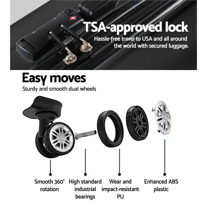 wanderlite 28 inch luggage with tsa lock spinner carry on hard shell travel suitcase luggage case black