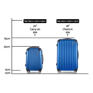 wanderlite 20 28 inch luggage 2set with tsa lock spinner carry on hard shell travel suitcase luggage case blue