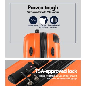wanderlite 20 24 28 inch luggage 3set with tsa lock spinner carry on hard shell travel suitcase luggage case orange