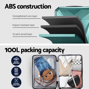 wanderlite 28 inch luggage set with tsa lockï¿½abs hard shell travel suitcase organiser luggage case atrovirens
