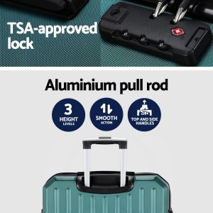 wanderlite 28 inch luggage set with tsa lockï¿½abs hard shell travel suitcase organiser luggage case atrovirens