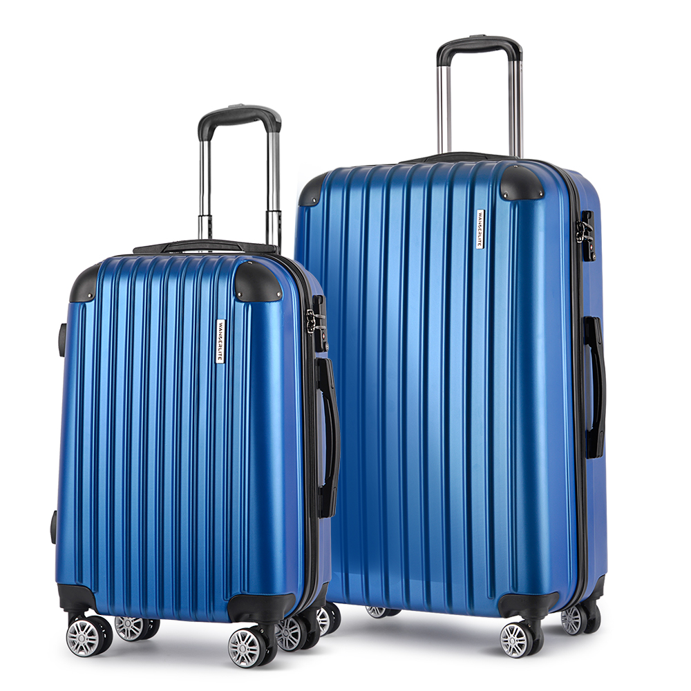 wanderlite 2 set luggage 20 28 inch with zipper lock carry on hard shell travel suitcase luggage case blue