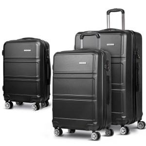 wanderlite 3set 20 24 28 inch luggage with tsa lock spinner case black