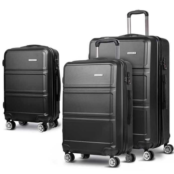 wanderlite 3set 20 24 28 inch luggage with tsa lock spinner case black
