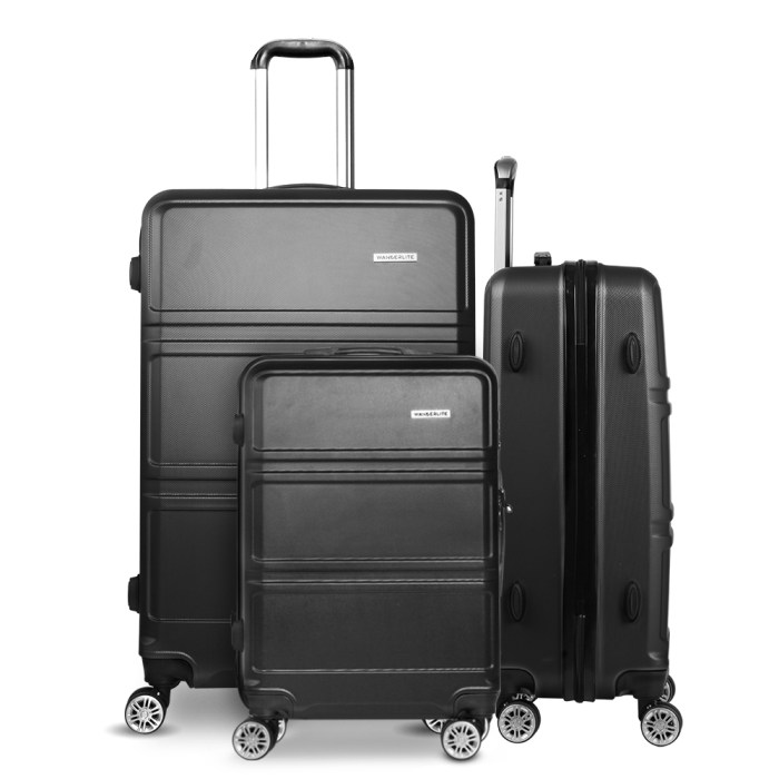 wanderlite 3set 20 24 28 inch luggage with tsa lock spinner case black