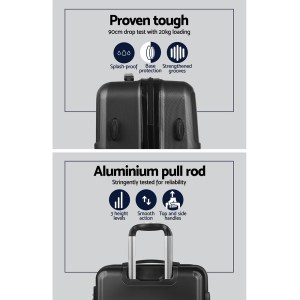 wanderlite 3set 20 24 28 inch luggage with tsa lock spinner case black