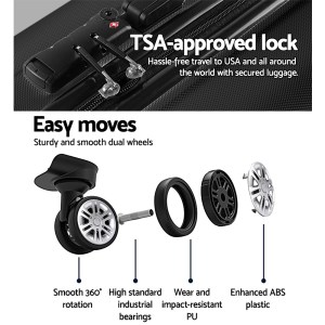 wanderlite 3set 20 24 28 inch luggage with tsa lock spinner case black