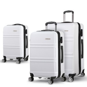wanderlite 20 24" 28" luggage with tsa lock spinner travel suitcase carry on hard shell luggage case white"