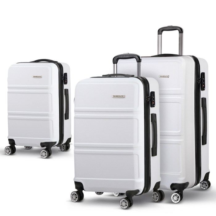 wanderlite 20 24" 28" luggage with tsa lock spinner travel suitcase carry on hard shell luggage case white"