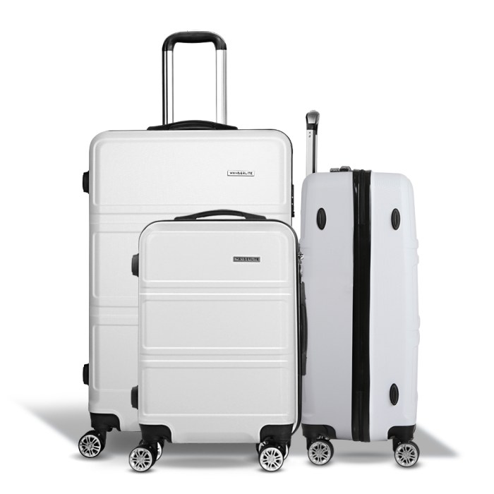 wanderlite 20 24" 28" luggage with tsa lock spinner travel suitcase carry on hard shell luggage case white"
