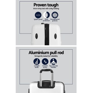 wanderlite 20 24" 28" luggage with tsa lock spinner travel suitcase carry on hard shell luggage case white"