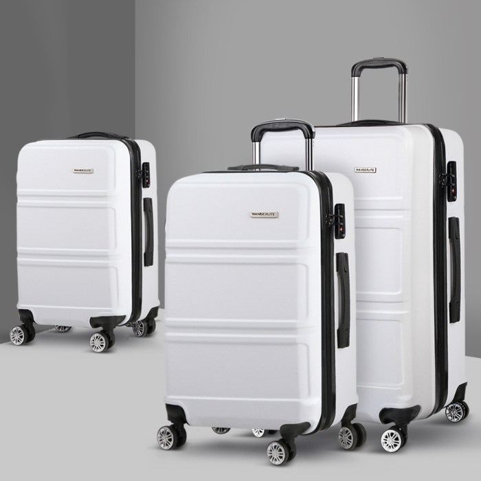 Wanderlite 20 24" 28" Luggage with TSA Lock Spinner Travel Suitcase Carry On Hard Shell Luggage Case White