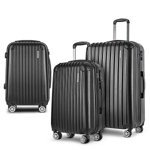 wanderlite 3 set luggage 20 24 28 inch with tsa lock spinner hard shell travel suitcase luggage organiser case black