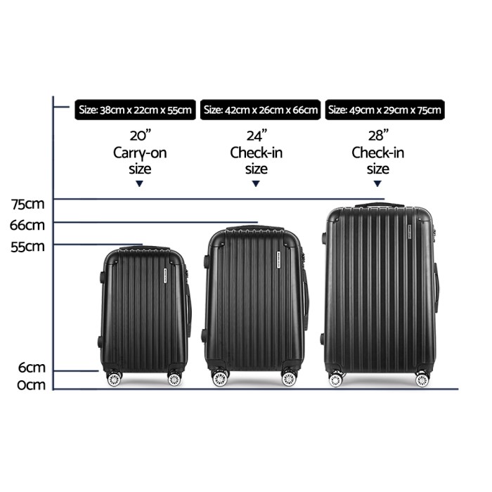 wanderlite 3 set luggage 20 24 28 inch with tsa lock spinner hard shell travel suitcase luggage organiser case black wanderlite 3 set luggage 20 24 28 inch with tsa lock spinner hard shell travel suitcase luggage organiser case black