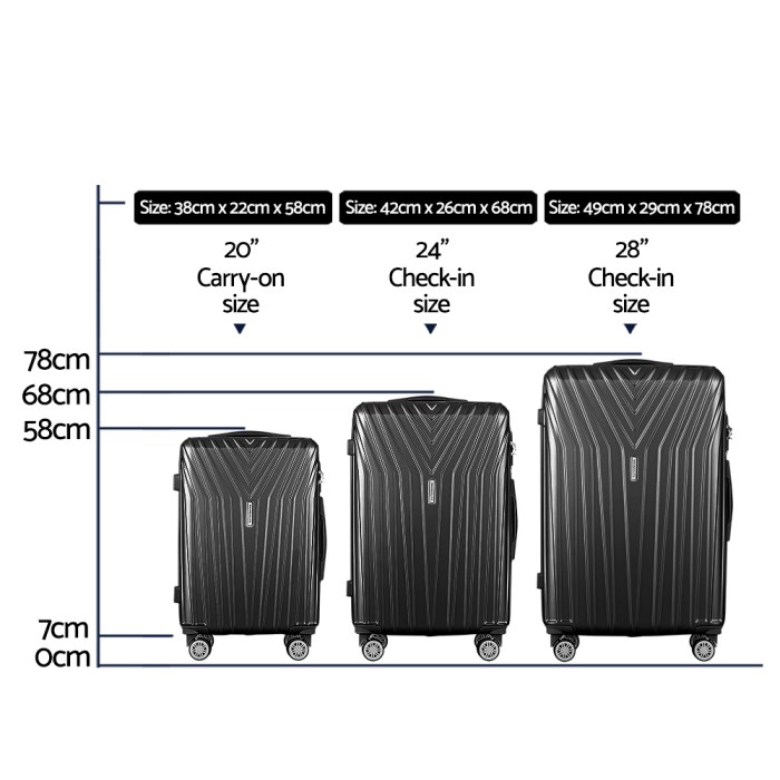 wanderlite 3 set luggage 20 24 28 inch suitcase with tsa lock carry on hard shell travel luggage organiser case black wanderlite 3 set luggage 20 24 28 inch suitcase with tsa lock carry on hard shell travel luggage organiser case black