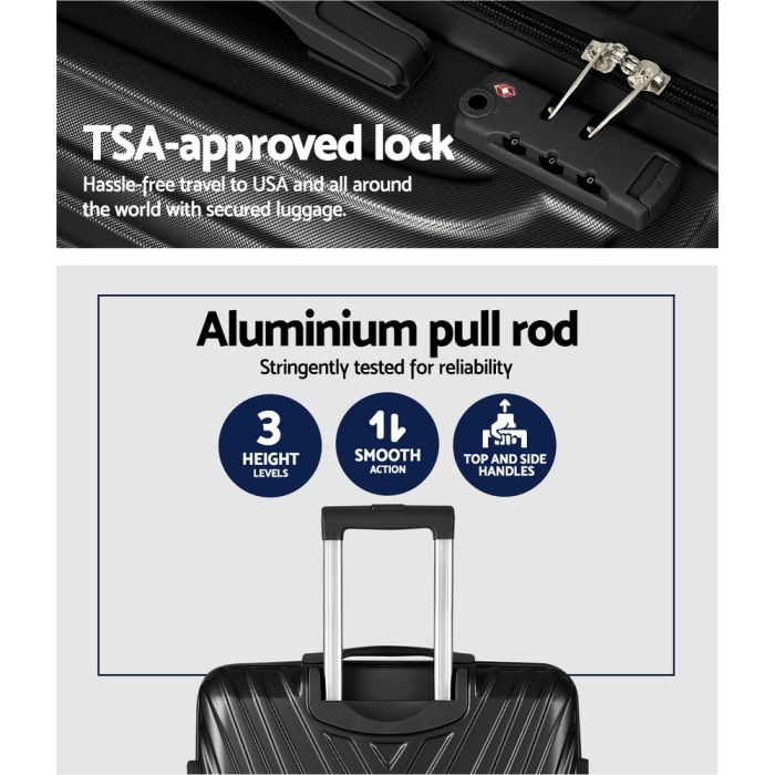 wanderlite 3 set luggage 20 24 28 inch suitcase with tsa lock carry on hard shell travel luggage organiser case black wanderlite 3 set luggage 20 24 28 inch suitcase with tsa lock carry on hard shell travel luggage organiser case black