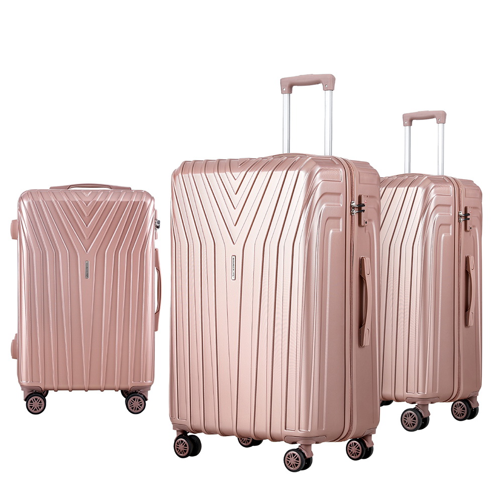 wanderlite 3 set luggage 20 24 28 inch suitcase with tsa lock carry on hard shell travel luggage organiser case pink